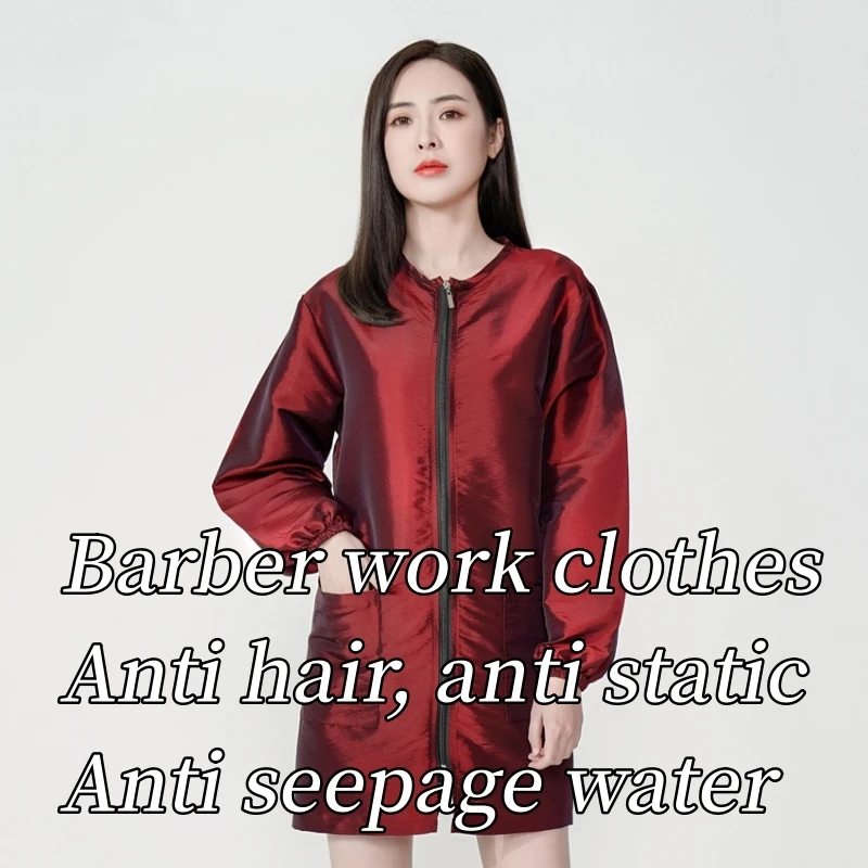 

Hairdressing Work Clothes Hair Salon Anti Hair Uniform Pet Grooming Anti Seepage Water Smock Barber Shop Hairstylist Gown Y1101