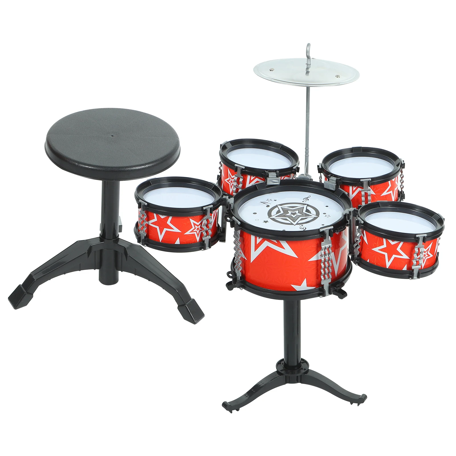 Mini juego de percusión para niños, Kit de batería, instrumentos para bebés, Educación Musical para niños pequeños, instrumento de juguete de escritorio, no tóxico, borde liso largo