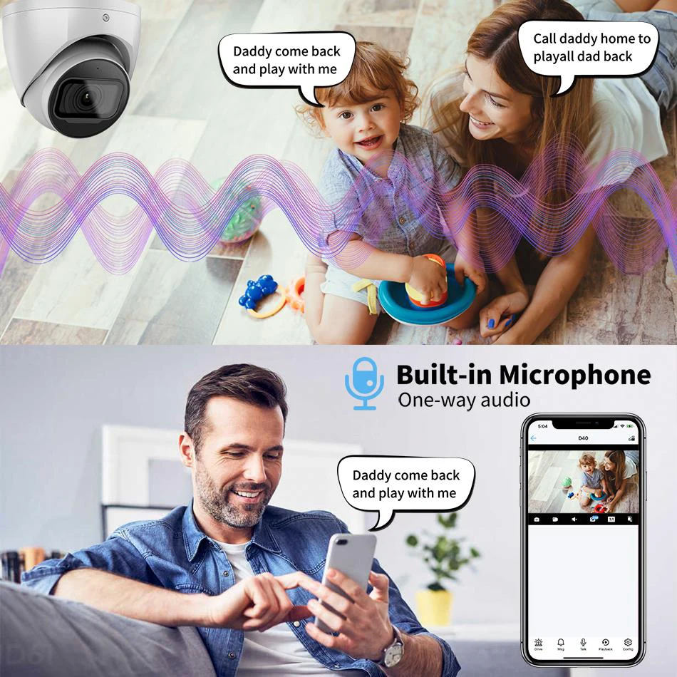 Dahua Compatible Wizsense IP Camera OEM from IPC-HDW2441TM-S Starlight Built-in Mic SD Card Slot Security Surveillance Cameras