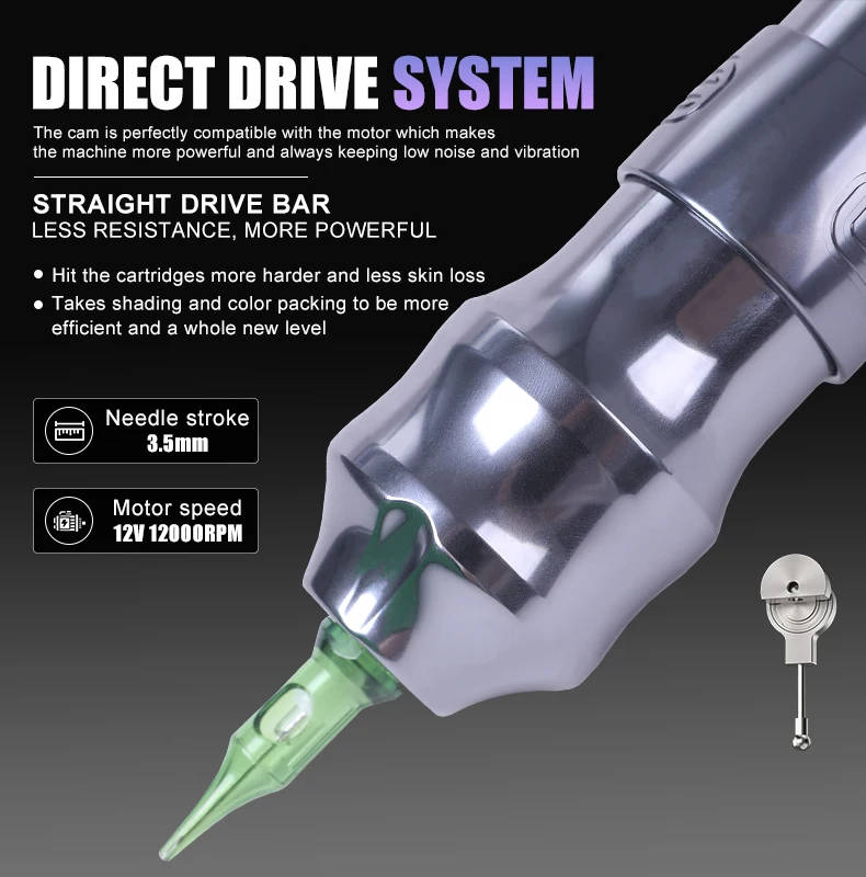New Professional Wireless  4.0mm Tattoo Gun Machine LED Wireless 4 Colors Dual Batteries Tattoo Machine