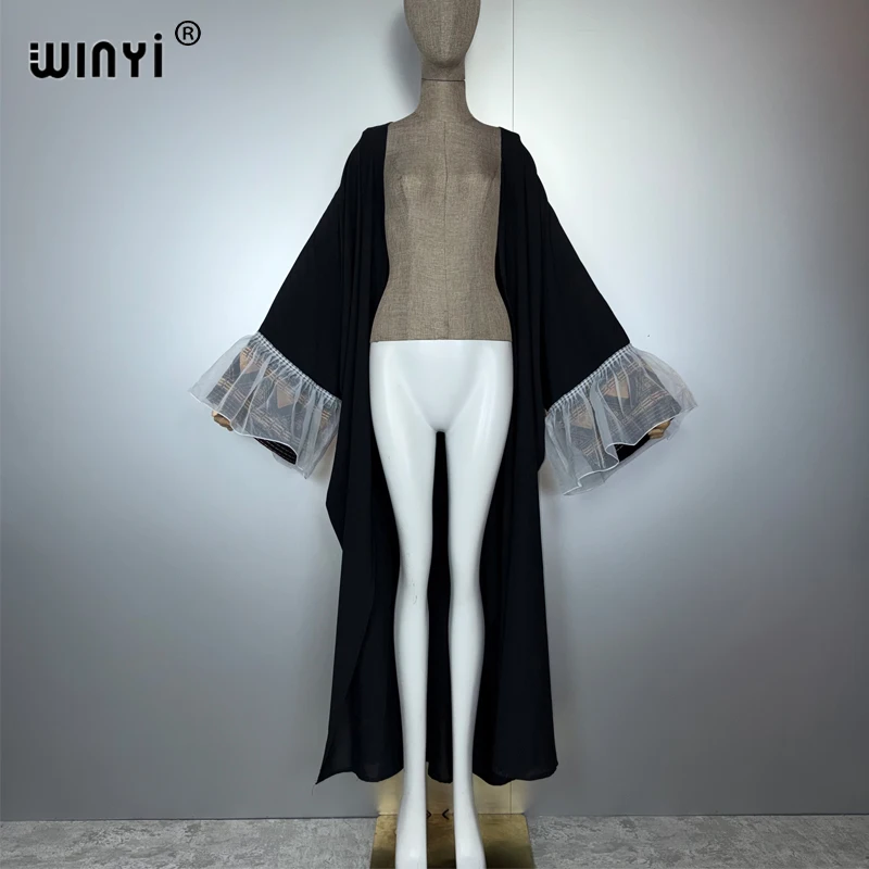 WINYI long down embroidery cardigan Middle East kaftan abaya dubai luxury holiday muslim woman dresses fashion open front Caftan