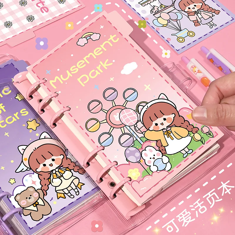 CHEN LIN Cute Girl INS Coil Detachable Notebook Hand Ledger Notepad Cartoon Kawaii Girls Journal for Student Portable Notebook