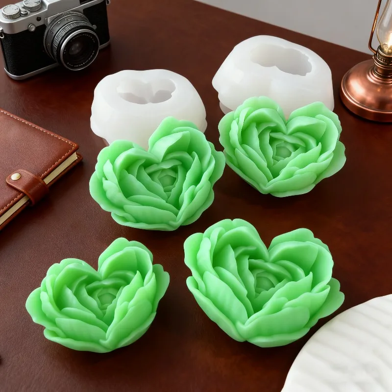 

3D Love Flower Silicone Mold DIY Heart Shaped Rose Scented Candle Plaster Soap Resin Molds Handmade Chocolate Dessert Cake Tool