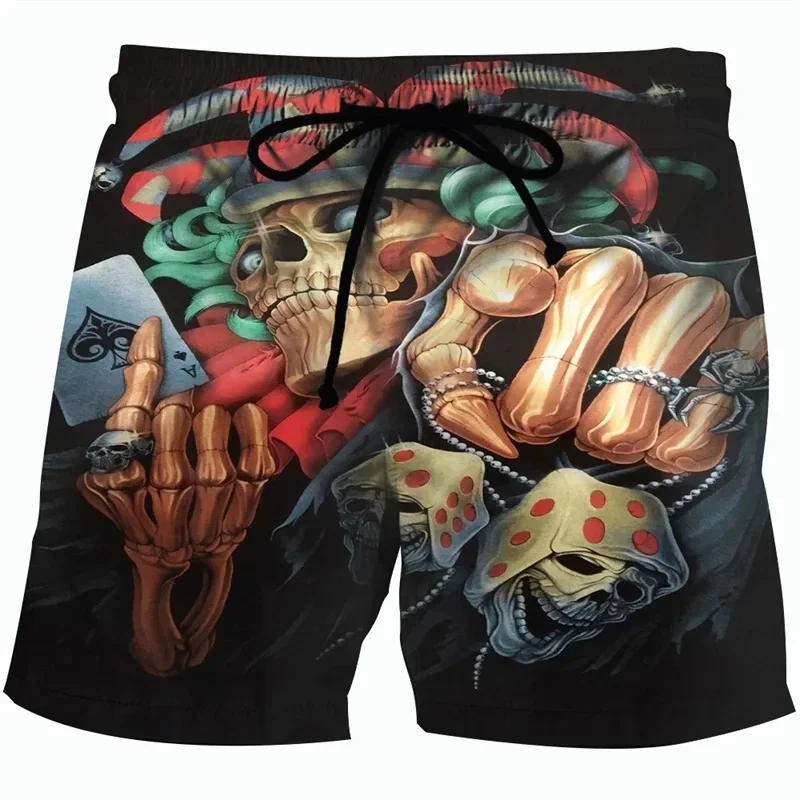 Trend Skull Pattern Beach Shorts Summer Fashion Streetwear 3D Printed Swim Trunks Casual Cool Mens Harajuku Oversized Short Pant