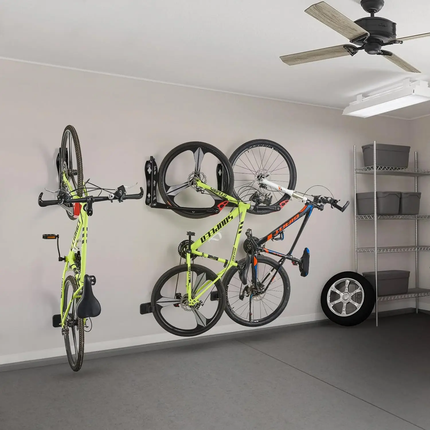 Portabiciclette girevoli BIKEPAL, soluzione di deposito bici a parete senza sollevamento per la casa, appendiabiti per bici da Garage, confezione da 4