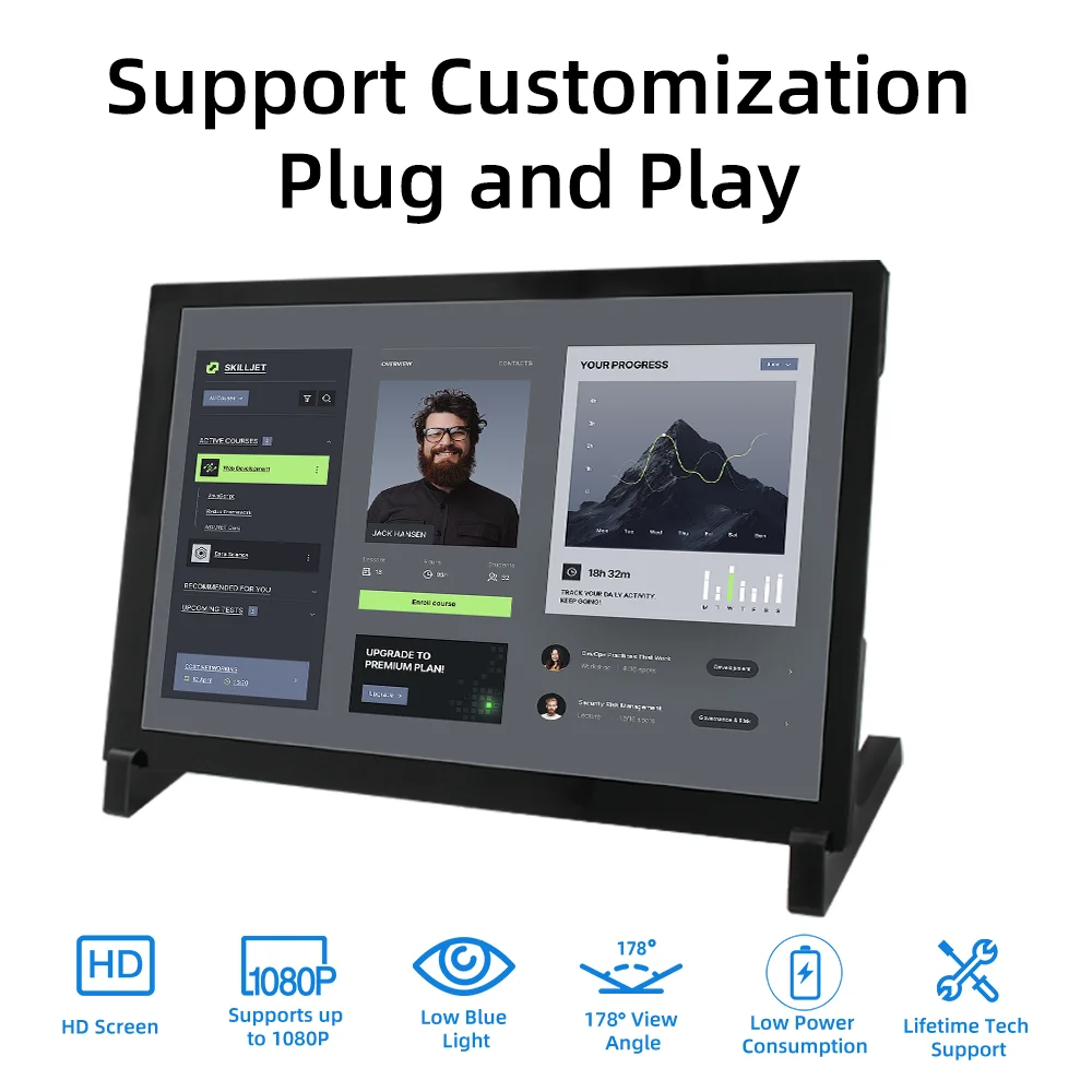 Pantalla táctil IPS para Raspberry Pi 5, 10,1 pulgadas, 1280x800, HDMI, Monitor portátil, pantalla LCD, Plug And Play