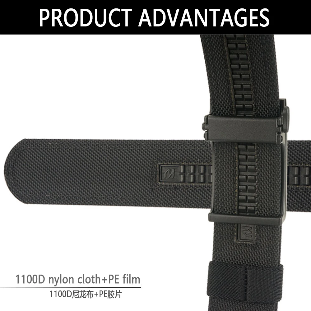 TUSHI New Hard Tactical Belt for Men Metal Automatic Buckle IPSC Gun Belt 1100D Nylon Military Belt Outdoor Sports Girdle Male