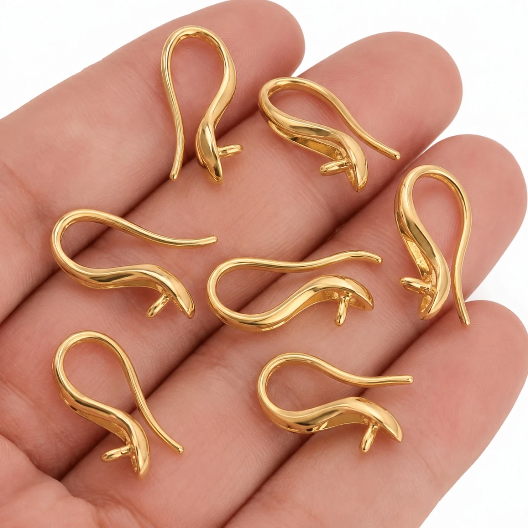 4/8/12Pcs Stainless Steel Earring Hooks with Pearl Pendant Mounting,Brass Earwires Fasteners,DIY Earrings Making Accessories