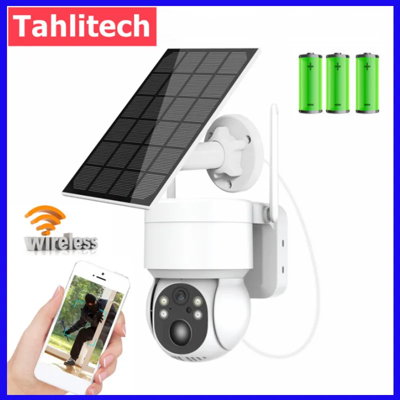 4MP Outdoor Waterproof Wifi IP Camera Solar Panel Solar Camera with Rechargeable Battery PTZ Home Security Video Surveillance Ca