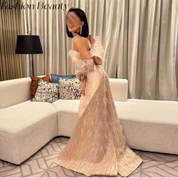 Fashion Beauty Satin Prom Dresses Strapless Feathers Beading Elegant Luxury Formal Party Dress For Women 2024 vestidos de noche