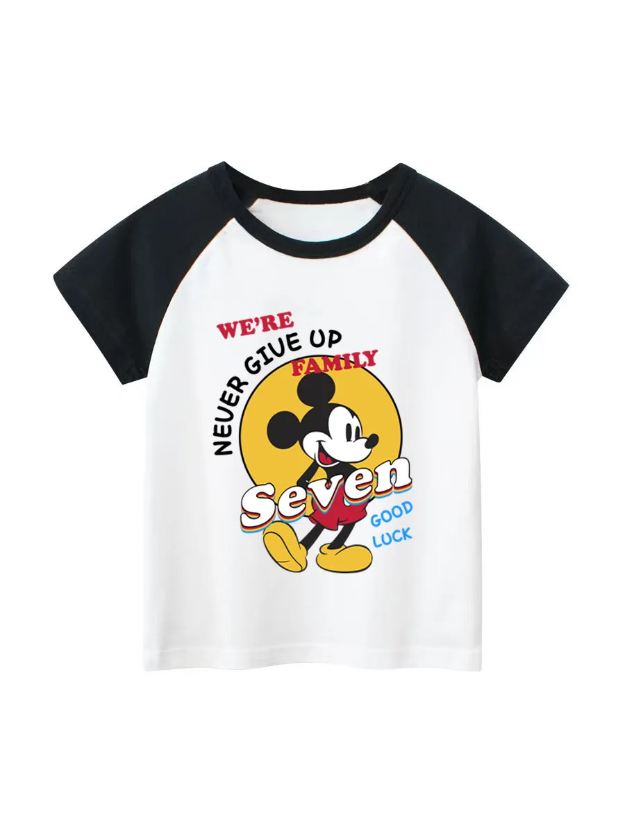

Disney Mickey Mouse & Friends Cartoon Print Summer Casual Top for Baby Girls Children's Casual Jersey Girls Clothes