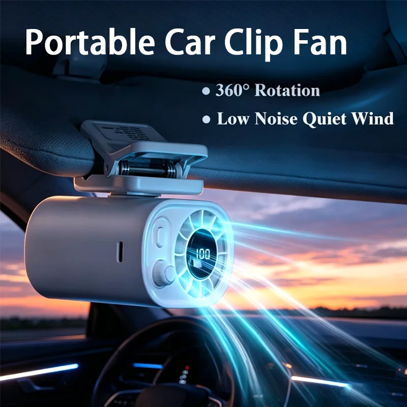 Image of Auto-Clip-Ventilator für den Außenbereich, Schirmventilator 360° ° Drehbarer 100-Gang-Windventilator mit Geringer Lautstärke, USB-Aufladbar, Überall Anbringbar, für Schreibtisch