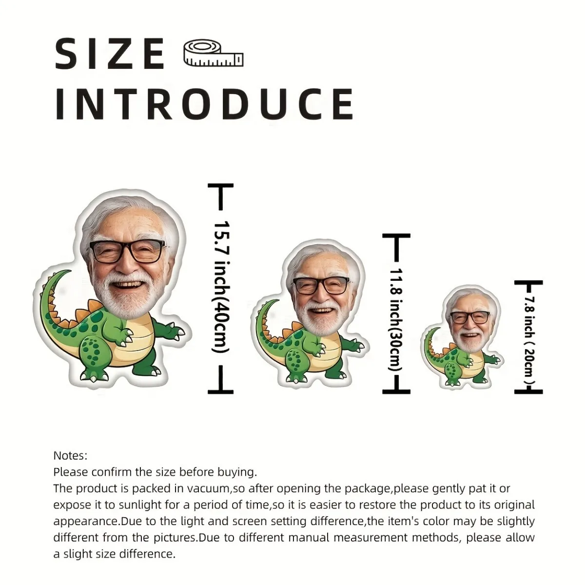Personalized Photo Home Plush Pillow - Customized Face Dinosaur Shape Gift with Your Photo, a Must-Have Gift for Friends