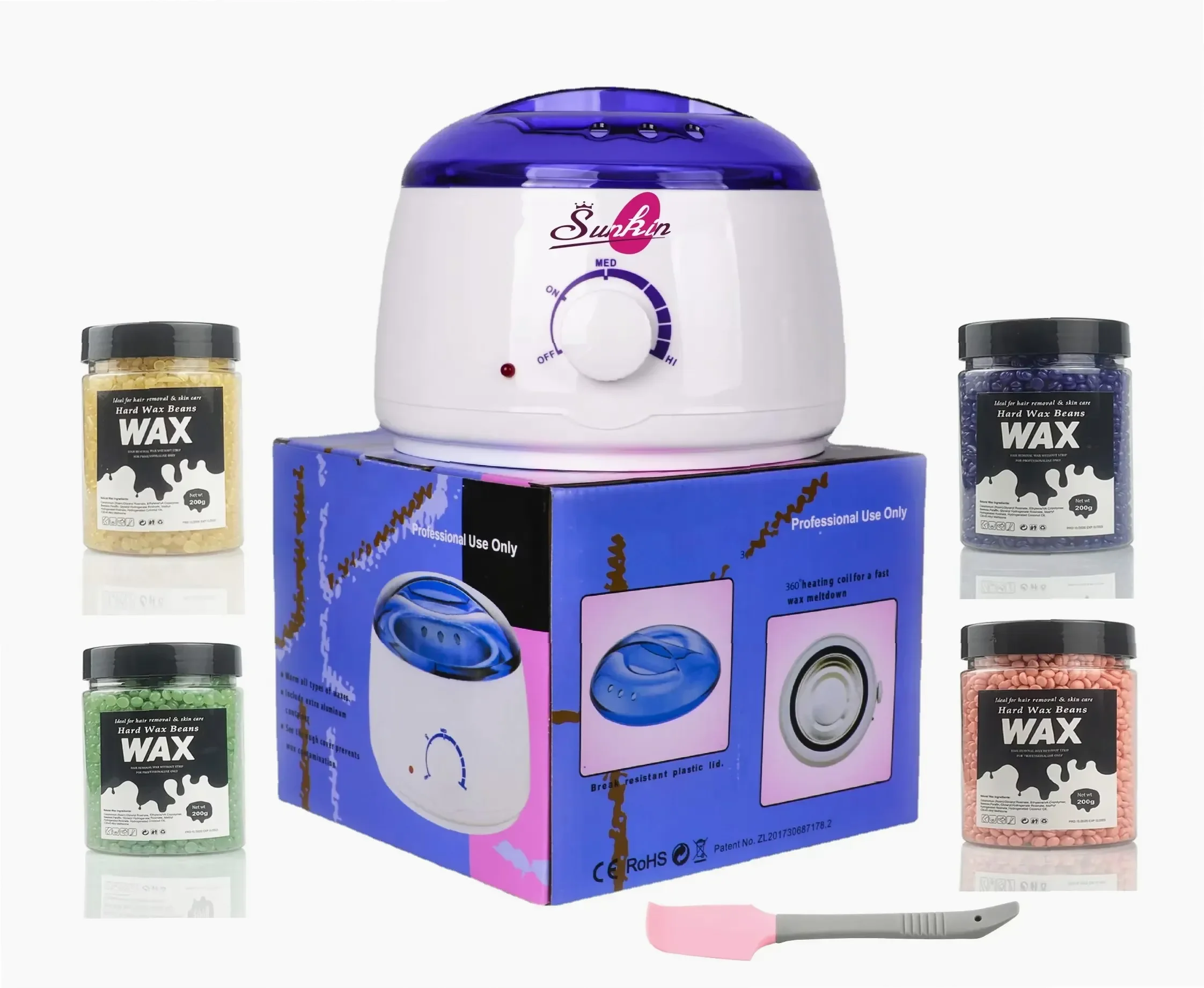 Customizable Waxing Kit with Warmer, Full Body Hair Removal for Sensitive Skin