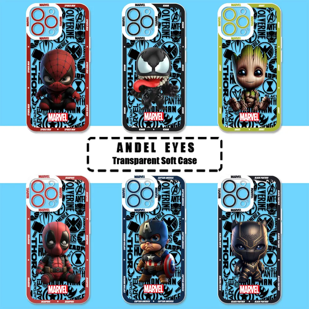 Cute Baby Groot SpiderMan Venom Case For Motorola MOTO G73 G72 G71 G60S G53 G52 G32 G30 G22 Edge 40 Pro Plus Transparent Cover