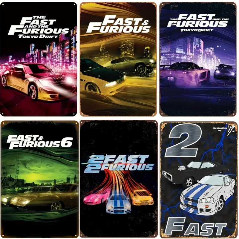 Wall Plaques Fast Furious Vintage Racking Car Metal Aluminum Sign Poster Plate Decor Bar Garage Home Decoration Classic Tinplate