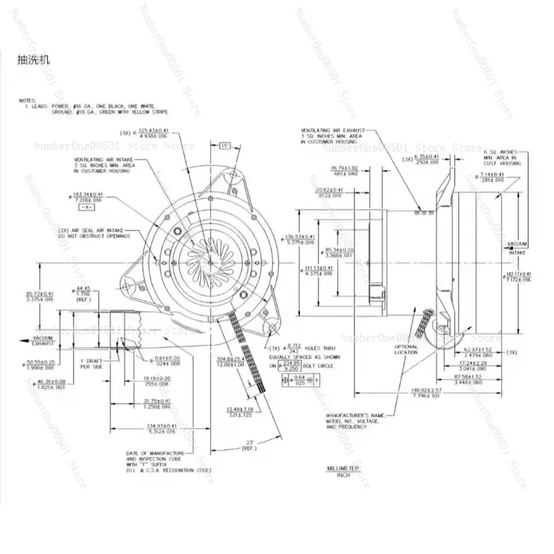 Industrial vacuum cleaner vacuum motor CE-45HF three-in-one carpet machine motor parts 116136-00