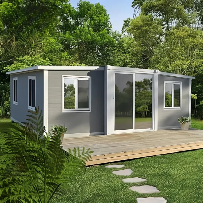 منزل حاوية جاهزة قابلة للتوسيع هيكل فولاذي قابل للطي مقاوم للماء منزل صغير 20 قدم 30 قدم 40 قدم مخصص