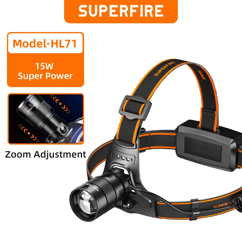 SUPERFIRE HL71 XHP50 Sensorkoplamp LED-koplamp USB Oplaadbaar Vissen Zoeken Camping Hoofdzaklamp Zoomlantaarn