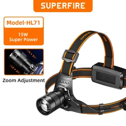 SUPERFIRE HL71 XHP50 Sensor Headlamp LED Headlight USB Rechargeable Fishing Searching Camping Head Flashlight Zoom Lantern