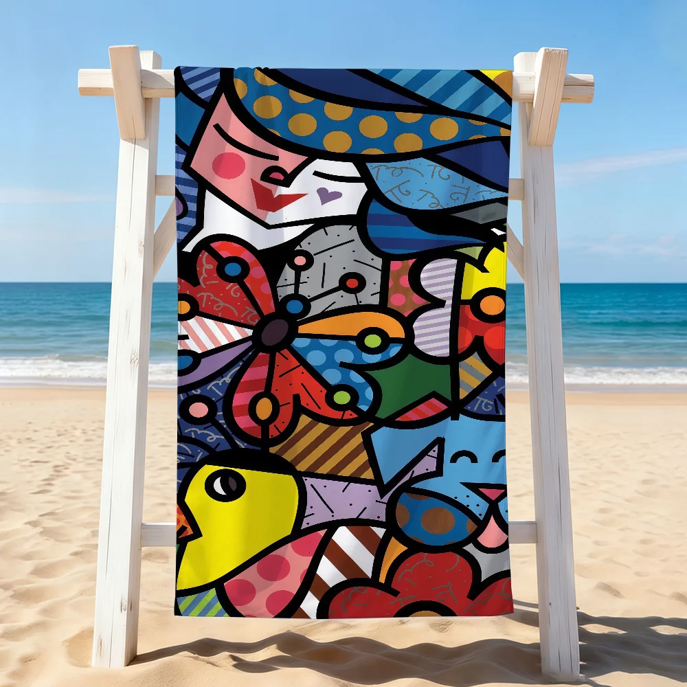 Fashion print R-Romero B-Britto Towel Drying Bath Towel Applicable To Light Swimming Camping Yoga Beach Out