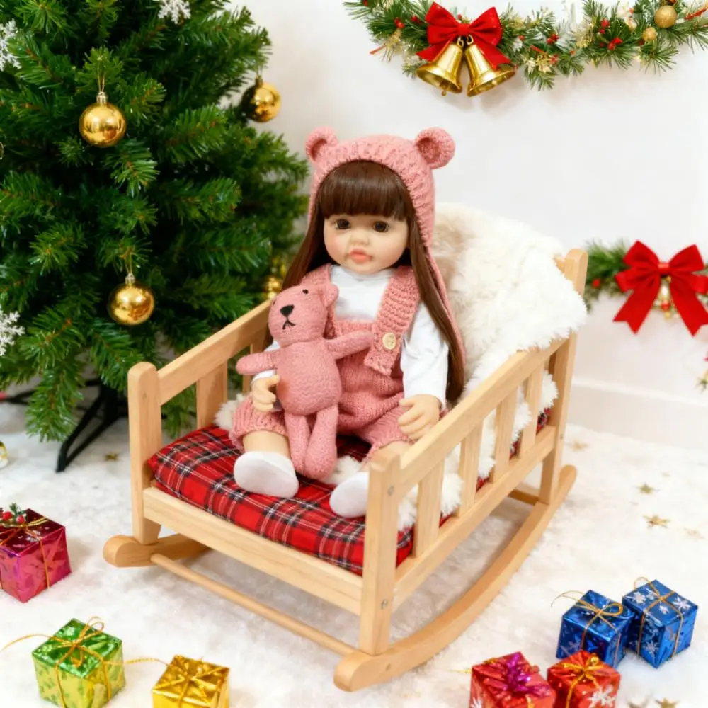 

55cm long hair realistic reborn baby doll suitable for young children's soft vinyl bath toys silicone doll children's gift toys