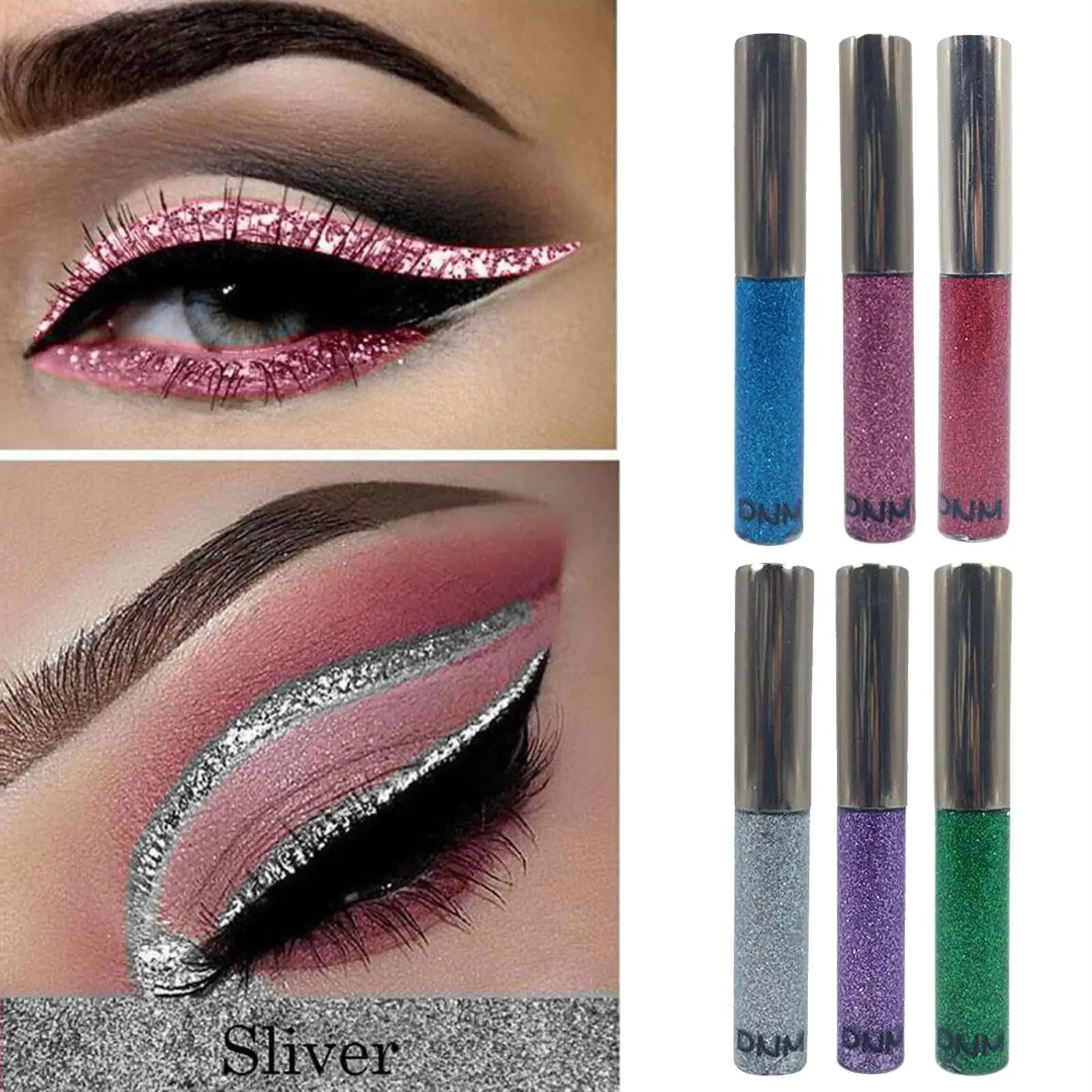 キラキラリキッドアイライナー、シャマー、メタリック、アイシャドウ、1パック、2-4パック