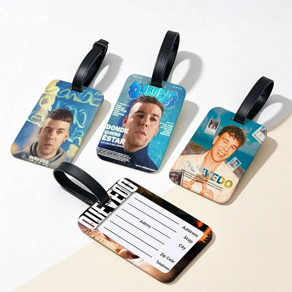 R-Reggaeton-Singer-Q-Quevedo Waterproof PVC Baggage Tag With Info Card Anti lost Identification Tag For Luggage School Backpack
