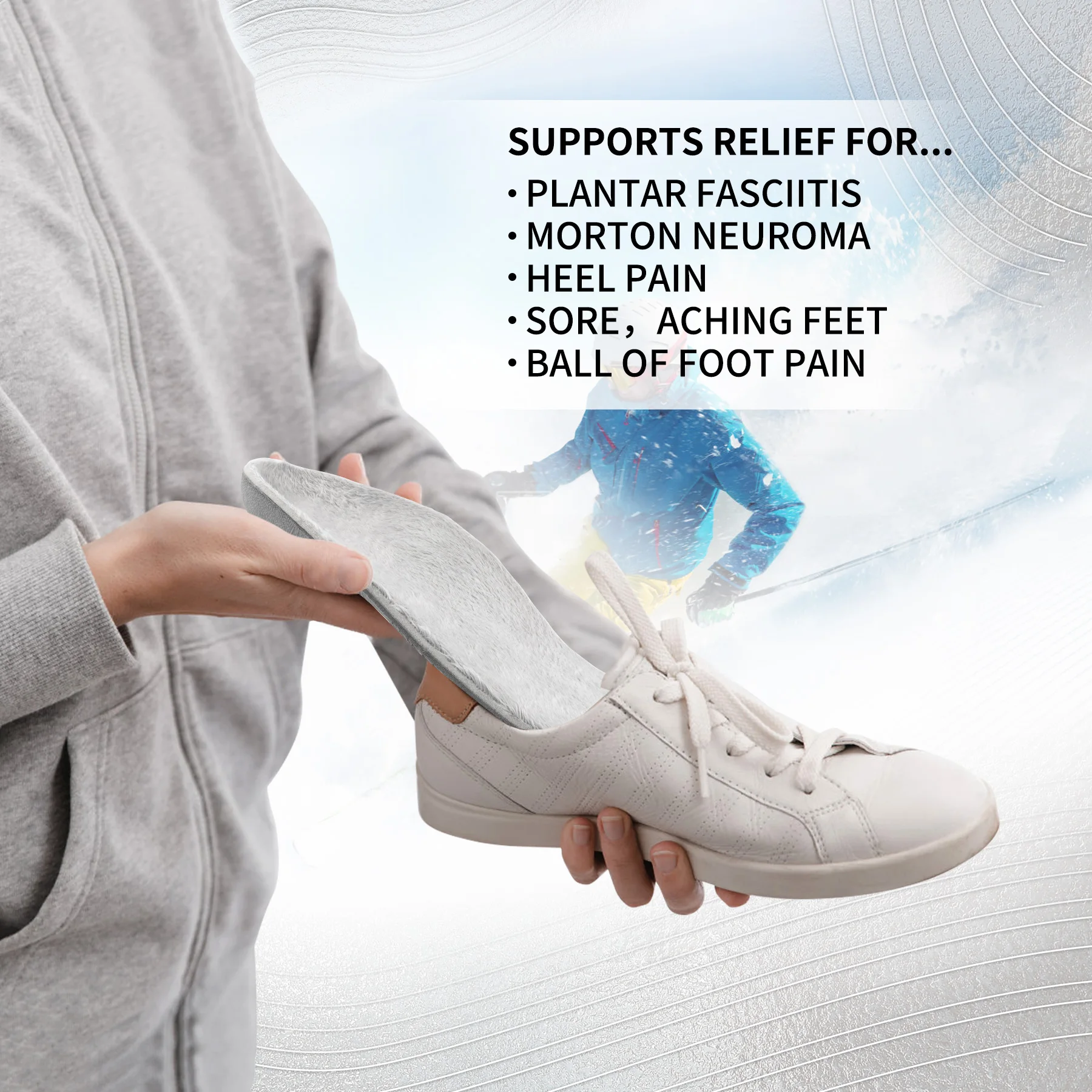 Winter Warm Orthopedic Insole Plantar Fasciitis Arch Support Men Women Shoe Insert Sole,Orthotics Sneaker Insoles Comfort Heel