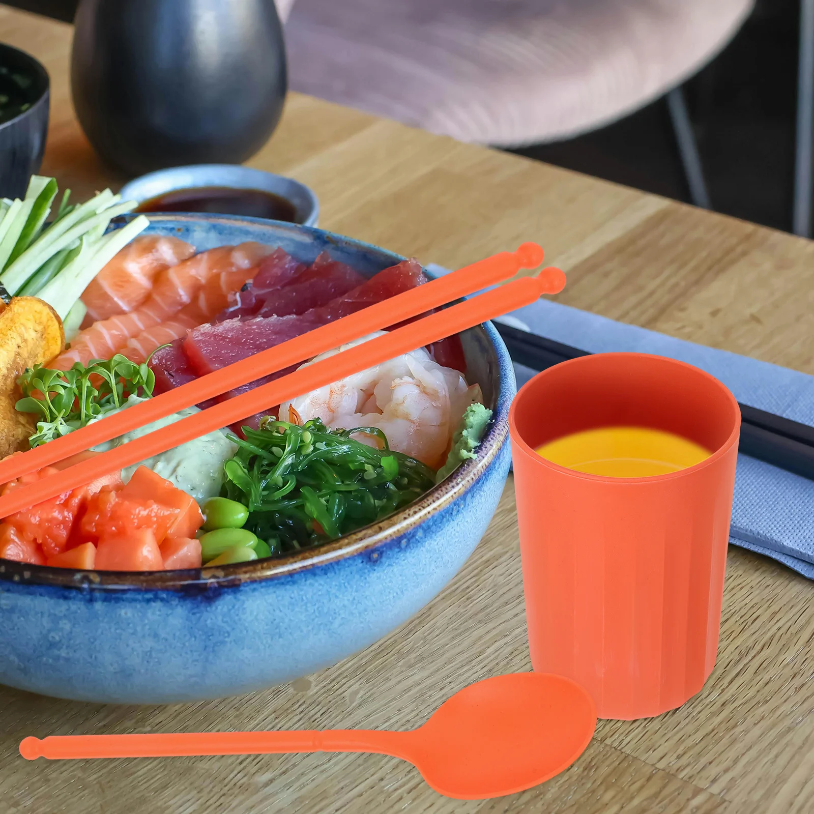 

1 set Colorful Dinnerware Set Wheat Straw Bowls Plates Cups Spoons Chopsticks Party Eco Friendly Tableware