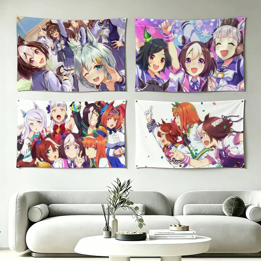 

T-Tokai Teio U-UmaMusume Pretty Derby Flag Digital Printing Banner for Garage Wall Out Door Decoration