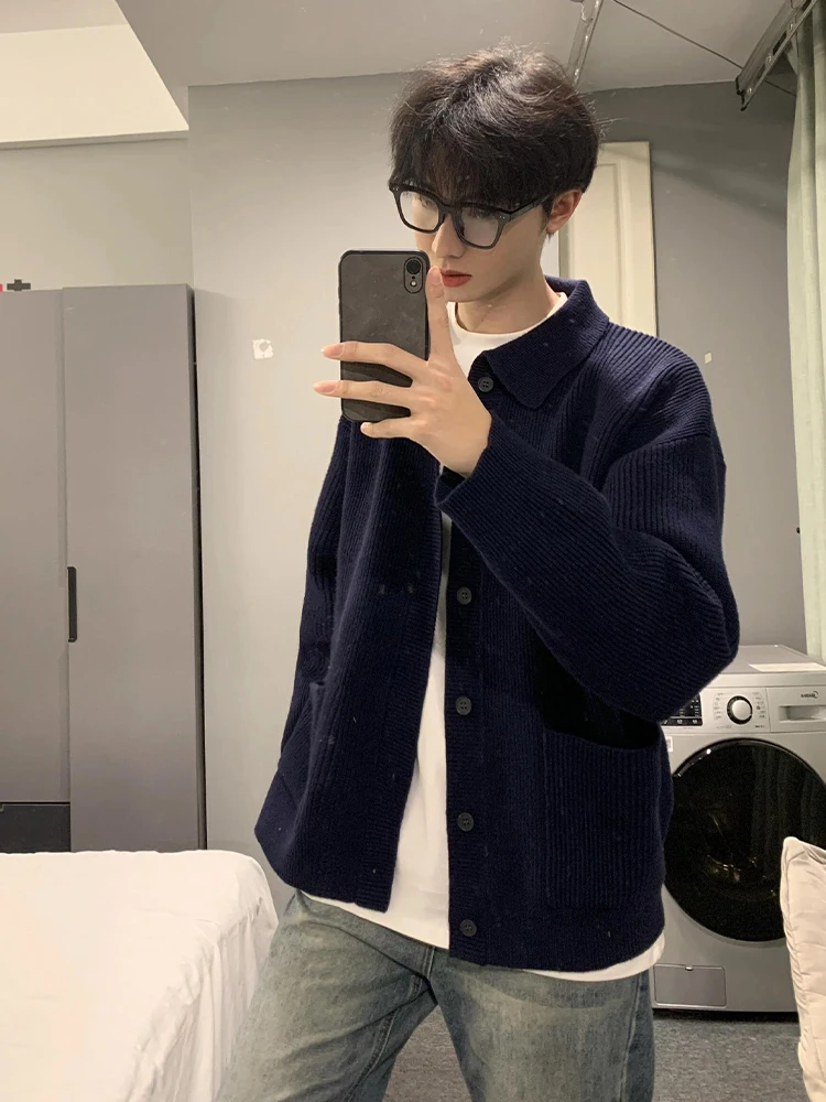 

Weere вязаный свитер Jaet мужской свободный повседневный открытый кардиган с лацканами весна осень корейский Sle Lazy Faion мягкий удобный