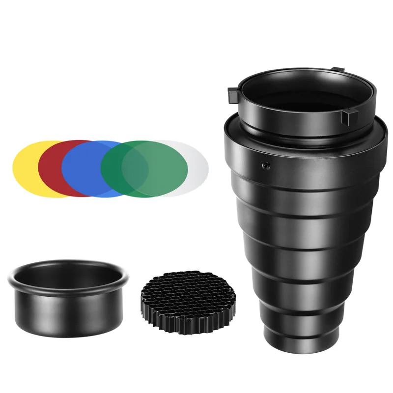 Black medium large beam light light accessories studio film and television portrait photography concentrator aluminum