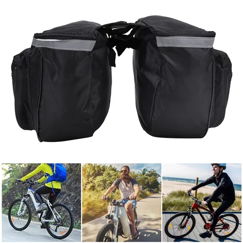 Bolsa de asiento trasero de bicicleta de 25L, bolsa de alforja de doble cara impermeable, bolsa de equipaje de gran capacidad con tira reflectante para bicicleta de montaña y carretera