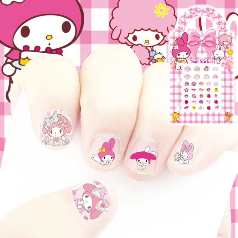 Sanrio Kawaii Nail Stickers Hello Kitty My Melody Cinnamoroll Kuromi Cartoon Nail Art Stickers Children's Toys Christmas Gift