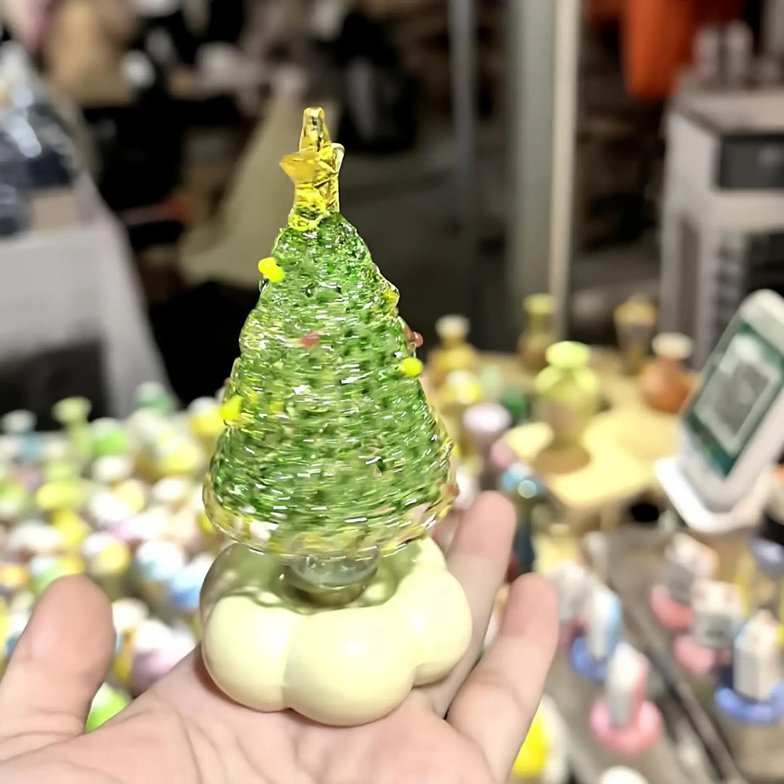 زينة شجرة عيد الميلاد السيراميكية المصنوعة يدويًا، زخرفة زجاجية كهدية لأفضل صديق، بأسلوب جينغدتشن، دوارة بلمسة نهائية غير لامعة #2