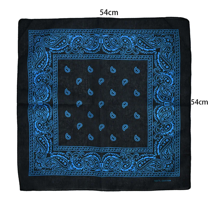 Black Hip Hop Bandana Kerchief Unisex Hair Band Neck Scarf Paisley Headwear Wrist Hairwrap Square Scarves Print Handkerchief