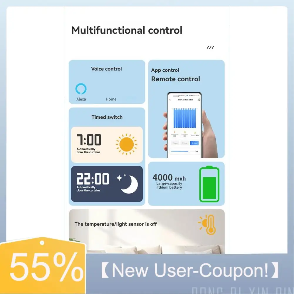 【Fast Delivery】Smart Curtain Motor Automatic Curtain Opener Temperature And Light Sensors For Home Automation