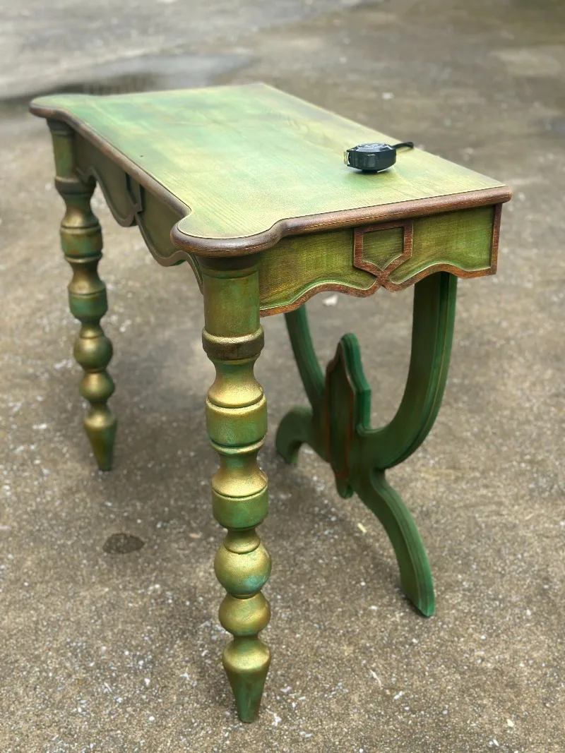 طاولة زينة مكتبية للشرفة منقوشة باللون الأخضر الأمريكي الفرنسي وأثاث على الطراز الأوروبي العتيق #3