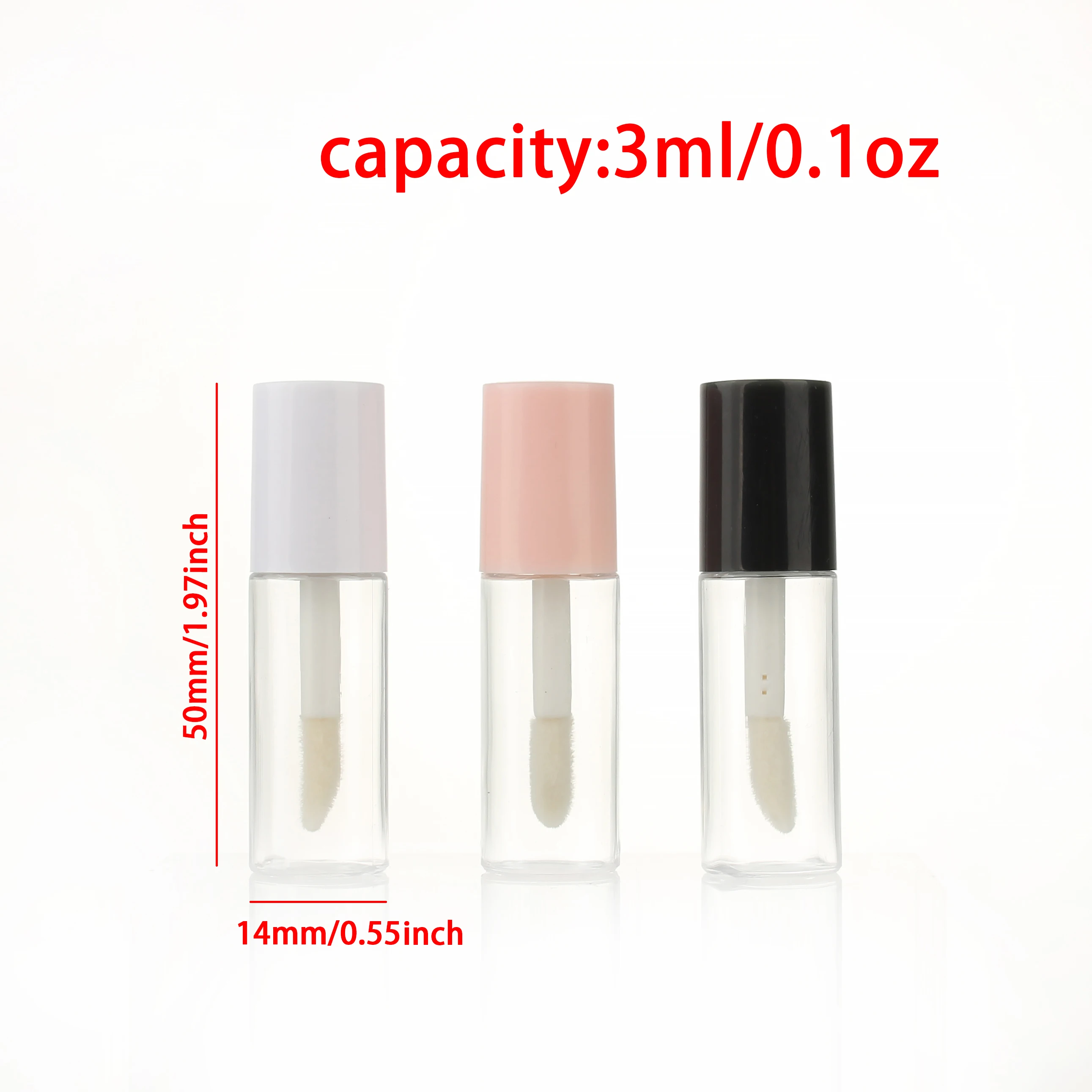 10 pcs 3ml Empty Round Plastic Black mini Empty Lip Gloss Tubes Bottles With wand for Caster Oil Wholesale Bulk Sample bottle