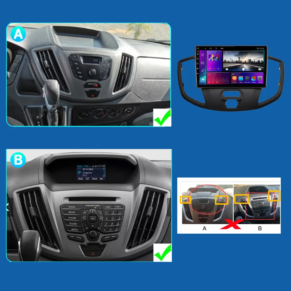 Car Radio For Ford Transit Tourneo Custom 2015-2018 GPS Navigation Multimedia Player Android Autoradio WIFI Carplay Auto Stereo