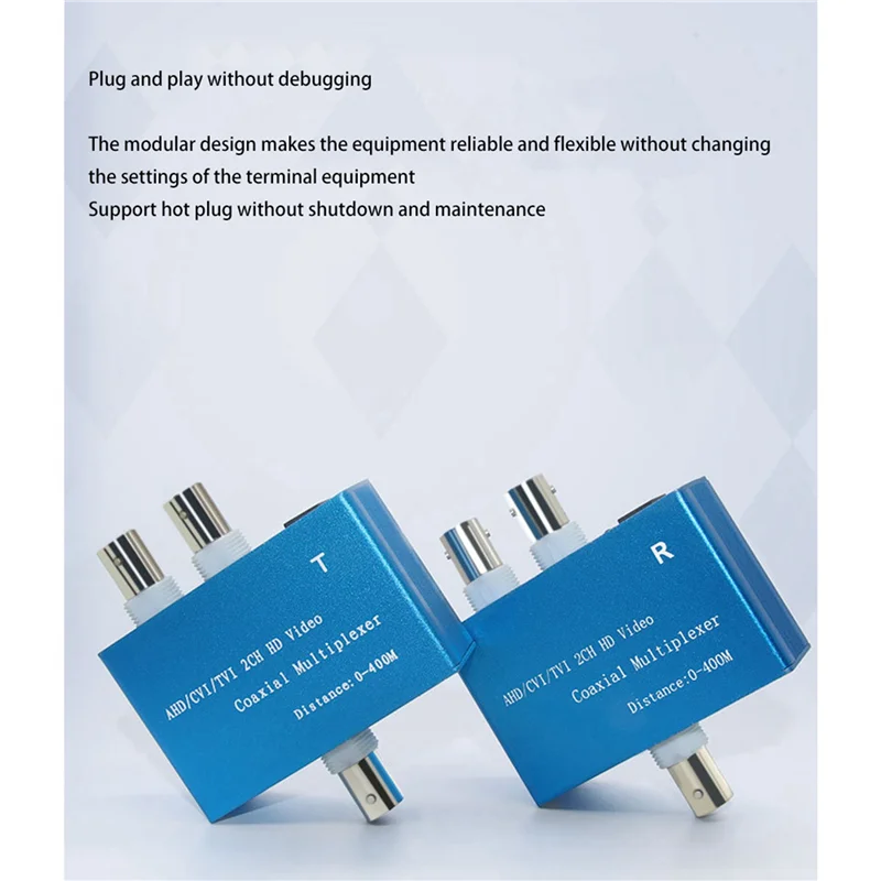 AS95-3X 1080P AHD/CVI/TVI / 2CH HD Video Coaxial Multiplexer (2 Channel Video In One Coaxial Cable Transmission)