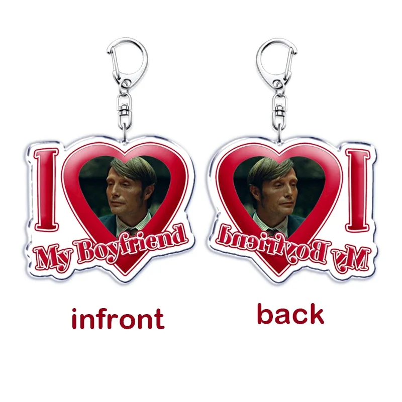 I Love My Boyfriend Mads Dittmann Mikkelsen Keychains Hannibal Keyring for Accessories Bag Pendant Key Chain Ring Jewelry Gifts view 5