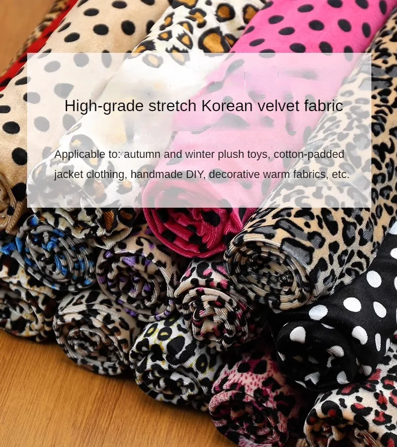 Stretch Velvet Velour Fabric By The Meter for Clothes Skirts Pillowcases Sewing Printed Dots Leopard Pattern Textile Soft Smooth