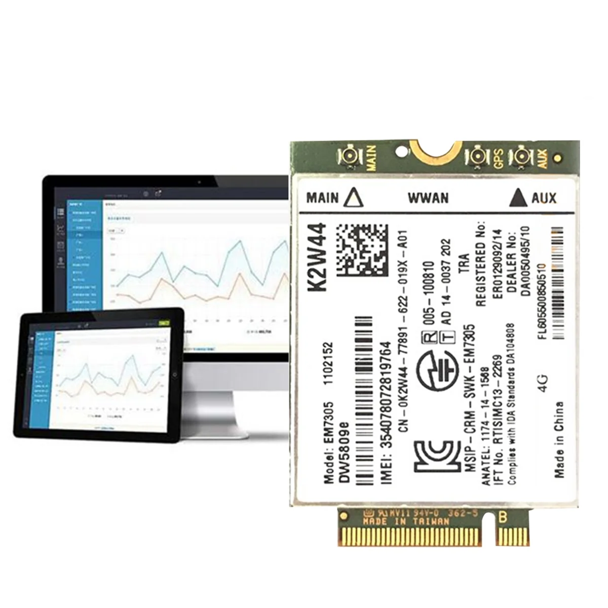 L68AEM7305 GOBI5000 WiFi Card+Antenna 4G NGFF WWAN for DELL Latitude E7250 E7450 E5250 7214 7350 7414 Venue 8 Pro 5855 5056