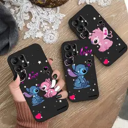 Disney Art Stitch Cool Love Phone Case For Samsung Galaxy S23 S22 S21 S20 FE Ultra Pro Lite S10 S9 S8 Plus S7 5G Black Cover