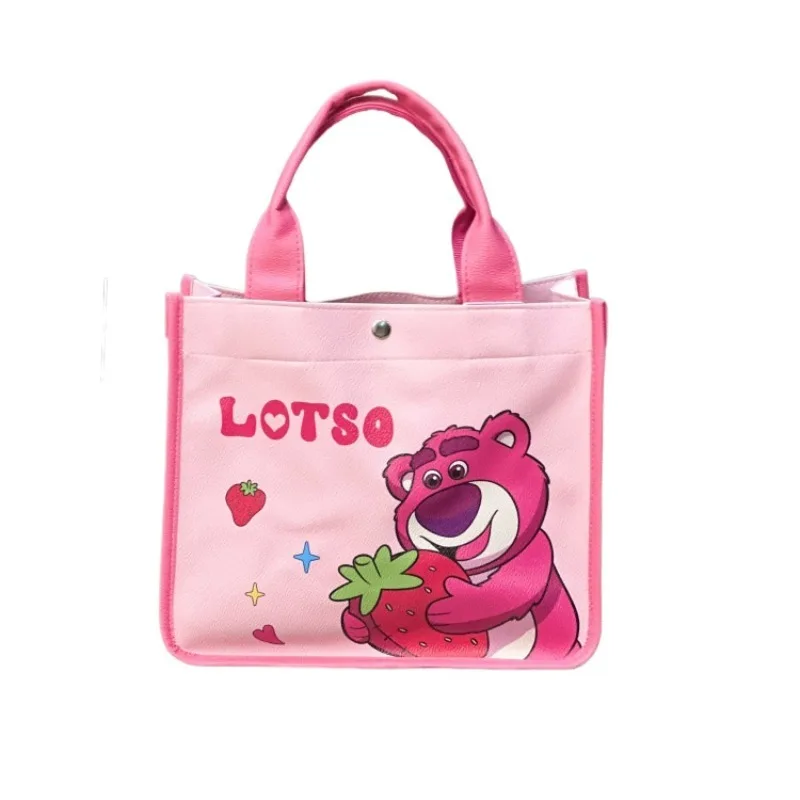 

Disney Lotso Pink PU Cute Cartoon Girly Large Capacity Waterproof Fashion Kawaii Tote Bag for Travel Commute Toiletry Mom Women