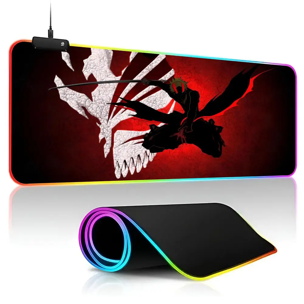 

Bleach Kurosaki Ichigo Kuchiki Rukia Аниме Коврик для мыши Gamer RGB Deskmat Коврик для клавиатуры Игровые ноутбуки Светодиодный коврик для мыши Защитная пленка для стола A