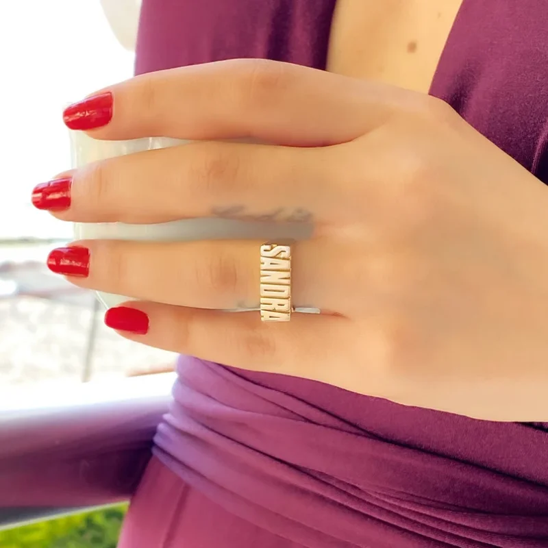 Custom Name Ring Personalized Men Women Golden Ring Jewelry Gifts For Mom and Dad Christmas Gift