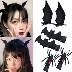 2pcs Girls Black Devil Hairgrips Headband Hairband Headwear Horns Ears Hairpins Barrettes Hair Head Bands Clip Halloween Gifts